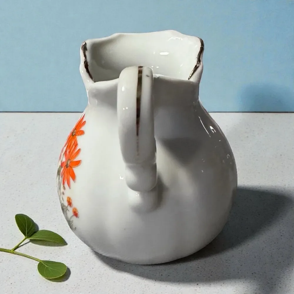 VTG Japanese Made Small Pitcher | Creamer UCGC Floral Butterfly Gold Trim 3.5